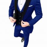 2022 Royal Blue Blazer Pants Black Vest Business Suits Causal Suits Groom Tuxedos For Wedding Terno Masculino Costume Ho