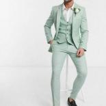 Latest Design Mint Men Suits Wedding Prom Wedding Dress Party  Custom Made Slim Fit Tuxedo 3pcs  Suit Coat Pant Waist