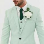 Latest Design Mint Men Suits Wedding Prom Wedding Dress Party  Custom Made Slim Fit Tuxedo 3pcs  Suit Coat Pant Waist
