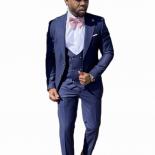 Beige Men Suits Slim Fit Jacket 3 Piece For Wedding Groom Formal Suits/blazer Pants And Vest Solid Color Classic Fit Fas