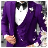 New Arrival Classic Peak Lapel Purple Men Suits Groom Wedding Blazer Formal Prom Business Slim Fit Tuxedos ( Jacket+pant