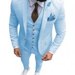 New Pink Men's 3 Pieces Suit Formal Business Notch Lapel Slim Fit Tuxedos Best Man Blazer For Wedding(blazer+vest+pants)