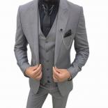 2022 Green Peak Lapel Slim Fit Mens Suits 3 Pieces Tuxedos Terno Masculino Groom Wedding Prom Costume Homme Blazer  Suit