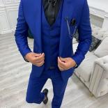 2022 Green Peak Lapel Slim Fit Mens Suits 3 Pieces Tuxedos Terno Masculino Groom Wedding Prom Costume Homme Blazer  Suit