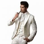 Custom Made 3 Pieces Suit For Men Groom Groomsmen Tuxedos Mens Wedding Suits (jacket+pant+vest) Blazer Sets
