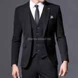3 Piece Black Slim Fit Men Suits For Boyfriend With Peaked Lapel Wedding Tuxedo Smart Casual Man Fashion Jacket Vest Pan