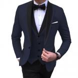 2022 New Burgundy Mens Suits Formal Wedding Black Shawl Lapel Casual Tuxedos For Prom Groomsmen Suits 3 Piece(blazer+ves