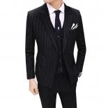 (Chaquetas + chaleco + pantalones) trajes formales de novio a rayas de Boutique de moda para hombres de marca de gama alta/Busin