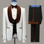 Navy Blue Velvet Men Suits Slim Fit Male Fashion Elegant Wedding Groom Tuxedos Codtume Homme Mariage 3pcs(blazer+pants+v