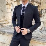 ( Jacket + Vest + Pants ) Fashion Boutique Striped Lattice Men Casual Business Threepiece Suit Groom Wedding Dress Stage