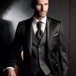 (Chaqueta + chaleco + Pantalones) traje de negocios informal a cuadros para hombre, traje Formal Social de alta gama, conjunto d