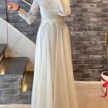 Embroidery Tulle High Neck Prom Gowns Lace Appliques Draped A Line Floor Length Long Sleeve Elegant Princess 2023 Party 