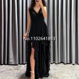 Solid Ruffles Formal Evevning Dresses For Wedding V Neck A Line Two Side Slits Prom Dress Dubai Tiered Bridesmaid Party 