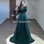 Statin Appliques Oneck Prom Growns Embroidery Long Sleeve A Line Floorlength Evening Gowns Elegant Evening Party Dress 2