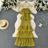 Summer Sheath Dress For Women Tierred Pleated Folds Shirring Ruffled Midi Dresses Female Long Boho Vestidos Pacthwork Ta