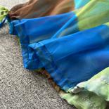 Summer Elegant Midi Strapless Dress For Women Tulle Stitching Slash Neck Tie Dye Female Vestidos  Sleeveless Corset Tarf