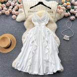 Verão longo branco queimado vestido para mulheres em camadas cinta de espaguete espartilho vestidos femininos elegantes entalhad