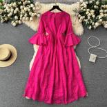 Summer Long Bohemian Dress For Women Embroidery Flare Sleeve Female Festive Dresses Hollow Midi Luxury Party Evening Tar
