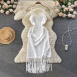Youe Summer Bohemian Dress For Women White Sheath Long Robe Tassel Chic And Elegant Bodycon Spaghetti Strap Beach 2023 N