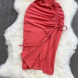 Summer Bodycon Dress For Women Sheath Drawstring Slim Female Vestidos Casual Fitting Split Mermaid Wrapped Dresses New I