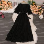 Youe Summer Ruffls Dress For Women Bohemian Pleated Folds Ruched Bust Belt Dresses Ball Gown Chic And Elegant 2023 New F