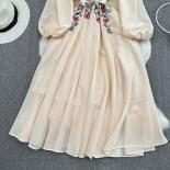Summer Long Luxury Dress For Women Embroidery Lantern Sleeve High Waist Female Vestidos Party Evening Elegant Midi Tarf 