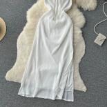Summer  Long Dress For Women Boho Hang Neck Draped Backless Female White Dresses Elegant Beach Vacation Split Thin New I