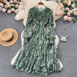 Summer Elegant Midi Dress For Women Hook Flower Hollow Pacthed Shirring Waist Female Vintage Tarf Party Evening See Thro