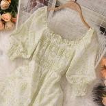 Autumn Dress For Women Yellow/green/pink Embroidery Lantern Sleeve Draped Female Robe Indie Folk Elegant Vestidos Party 