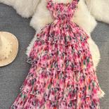 Youe Summer Elegant Midi Dress For Women Tiered Shirring Bandage Long Dresses Sleeveless Plicated Female  Luxury Beach N