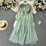 Summer Long Luxury Dress For Women Notched Hook Flower Hollow Midi Boho Vestidos Party Evening Dresses Layered Formal Ta