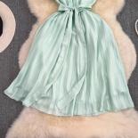 Summer Elegant Short Dress For Women Chiffon Flying Sleeve Bow Pleated Vestidos Casual Notched Thin Mini Dresses 2023 Ne