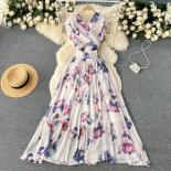 Summer Dress For Women Boho Sleeveless  Deep V Neck Twist Lace Up Midi Female Vestidos Beach Vacation Luxury Chic New In