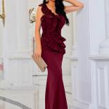 Missord Women 2022 Wedding Dress Maxi  Ruffles Trim Bodycon Elegant Evening Prom Mermaid Vestidos Floor Length Parti Gow