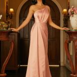 Missord Elegant Pink Long Prom Dress Women One Shoulder Shirring Maxi Wedding Evening Party Mermaid Dresses Ladies Slim 