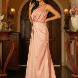 Missord Elegant Pink Long Prom Dress Women One Shoulder Shirring Maxi Wedding Evening Party Mermaid Dresses Ladies Slim 