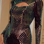 Missord Long Sleeves Hollow Out Women Bodycon Sequins Dress Cocktail Party Celebrate Banquet Elegant Maxi Dresses Prom G