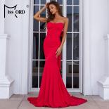 Missord Elegant Red Women Long Party Dress  Strapless Backless Bowknot Bodycon Maxi Evening Prom Floor Leng Dresses Gown