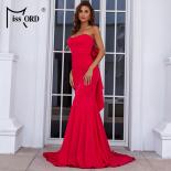 Missord Elegant Red Women Long Party Dress  Strapless Backless Bowknot Bodycon Maxi Evening Prom Floor Leng Dresses Gown