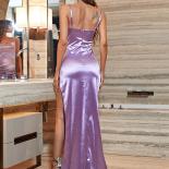 Missord Summer 2022 High Split Satin Prom Dress Bodycon Solid  Women Fashion Even Parti Backless Spaghetti Strap Maxi Dr