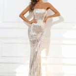 Missord 2023 Elegant Strapless Evening Dress Summer Women Sequin Backless Bodycon Cocktail Party Prom Maxi Dresses Ladie
