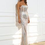 Missord 2023 Elegant Strapless Evening Dress Summer Women Sequin Backless Bodycon Cocktail Party Prom Maxi Dresses Ladie