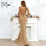 Missord  Backless Long Wedding Guest Dress Women Spaghetti Strap O Neck Bodycon Maxi Evening Party Prom Mermaid Dresses 