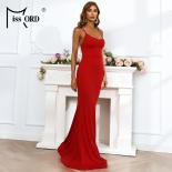 Missord Summer Dresses For Women   Backless Spaghetti Strap Maxi Evening Party Bodycon Elegant Long Vestidos Prom Red  D