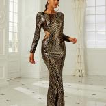 Missord Boat Neck Cut Out Sequin Formal Dress Backless Evening Party Women Summer 2022 Long Sleeve Bodycon Maxi Wedding 