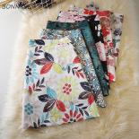 Mini Skirts Women Cozy Floral Colorful Vintage Ual Faldas Casual Allmatch Fashion Summer Retro Elegant  Style Popular  S