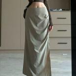 Skirts Women Summer Solid Straight Side Slit Maxi Flods Ladies Temperament Popular All Match Graceful Aesthetic Chic Ulz