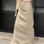 Skirts Women Summer Solid Straight Side Slit Maxi Flods Ladies Temperament Popular All Match Graceful Aesthetic Chic Ulz