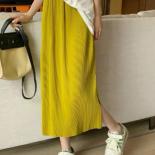 S4xl Skirts Women Folds Aline Sideslit Simple Allmatch Temperament Ladies 5colors Fashion Ulzzang Chic Casual  Style  Sk
