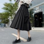 A Line Midi Skirts Women Summer Bow Sweet Heart Princess Solid Chic Hot Preppy Style High Waist Student Fashion Ins Fald